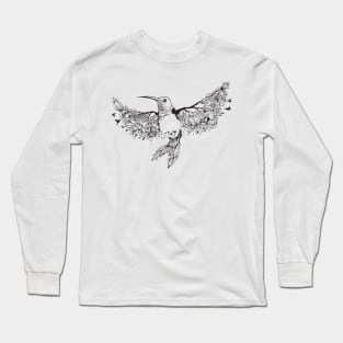 hummingbird with floral background Long Sleeve T-Shirt